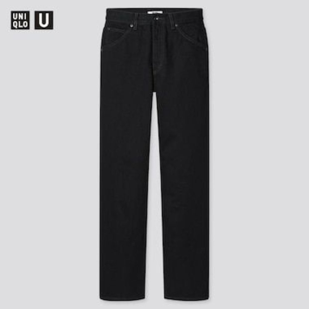 Uniqlo U straight leg black jeans, 2021 collection